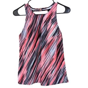 Pink Black Striped Open Back Tankini Size Medium